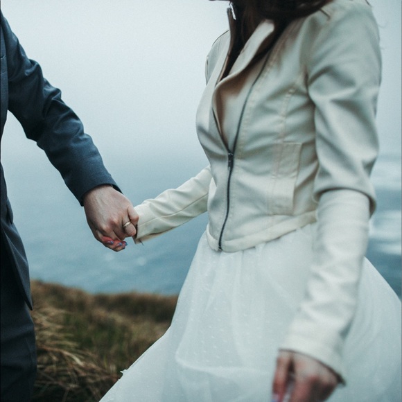 Cropped Ivory Leather Jacket - Perfect for a Wedding Ensemble! - Picture 6 of 9